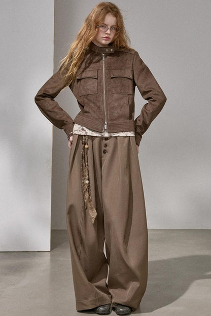 Suede Tailored Short Jacket