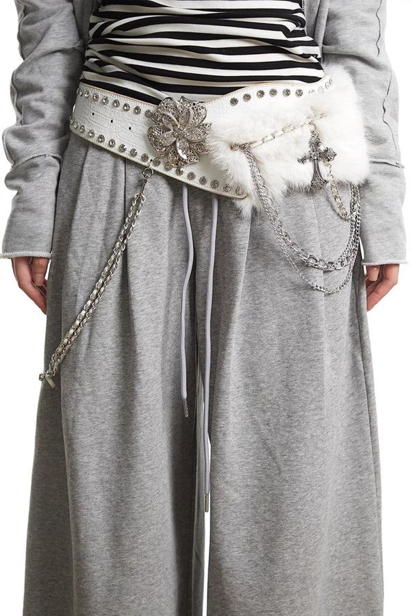 Spicy Black Rhinestone Waist Chain