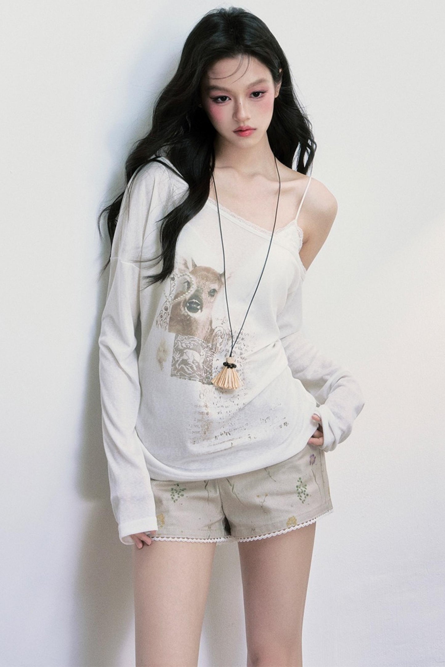 Sheer UV Protection One-Shoulder Top