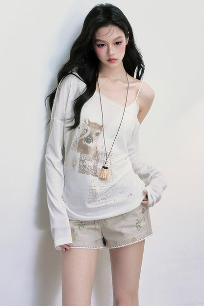 Sheer UV Protection One-Shoulder Top