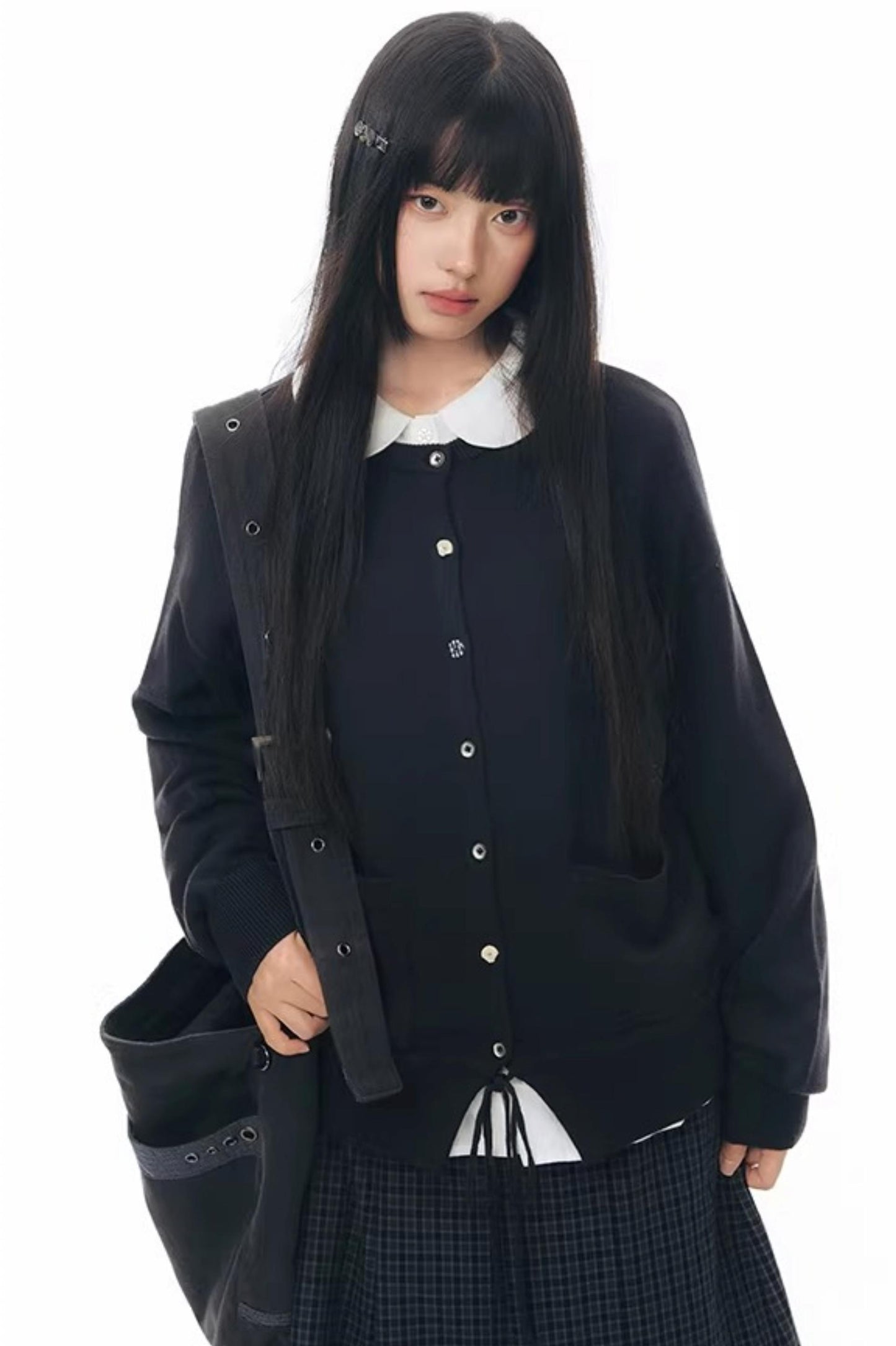 Elastic Knit Button Cardigan