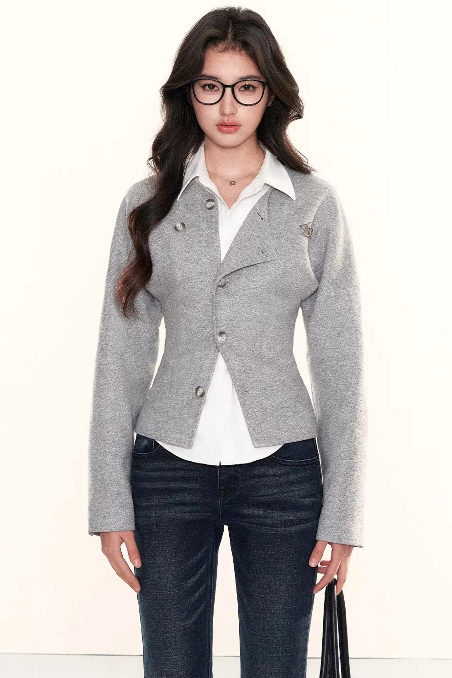 Gray Deconstructed Wool Cardigan