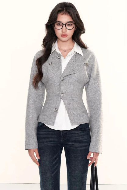 Gray Deconstructed Wool Cardigan