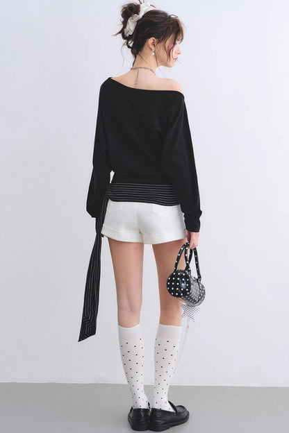 Asymmetrical Striped Tie Top