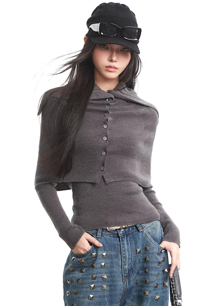 Gray Knitted Turtleneck Sweater