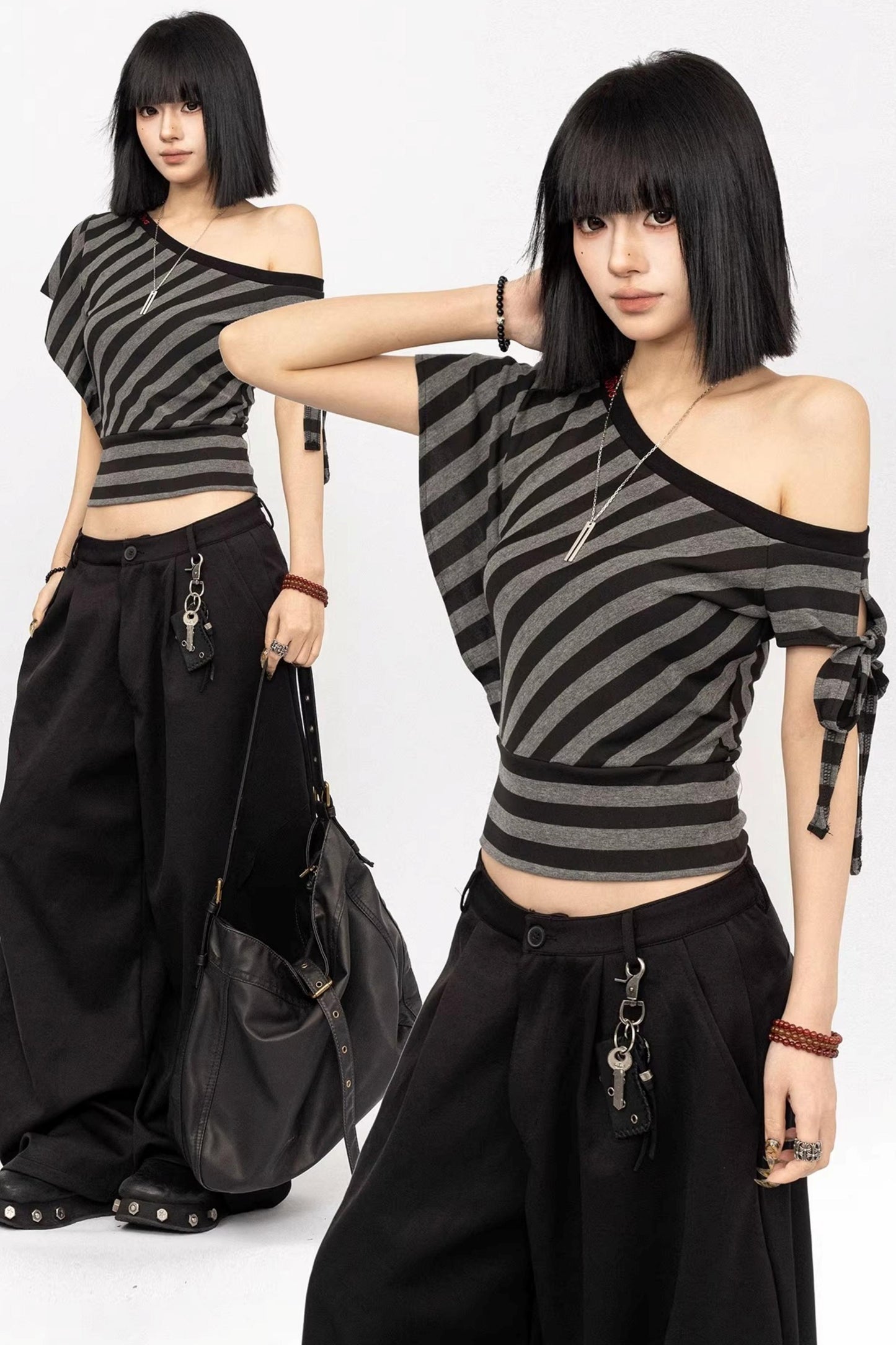 Spicy Striped Off-Shoulder Top