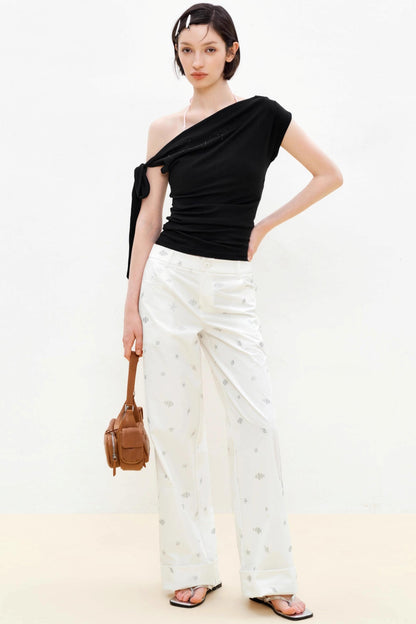 White Summer High-Waisted Straight Jeans