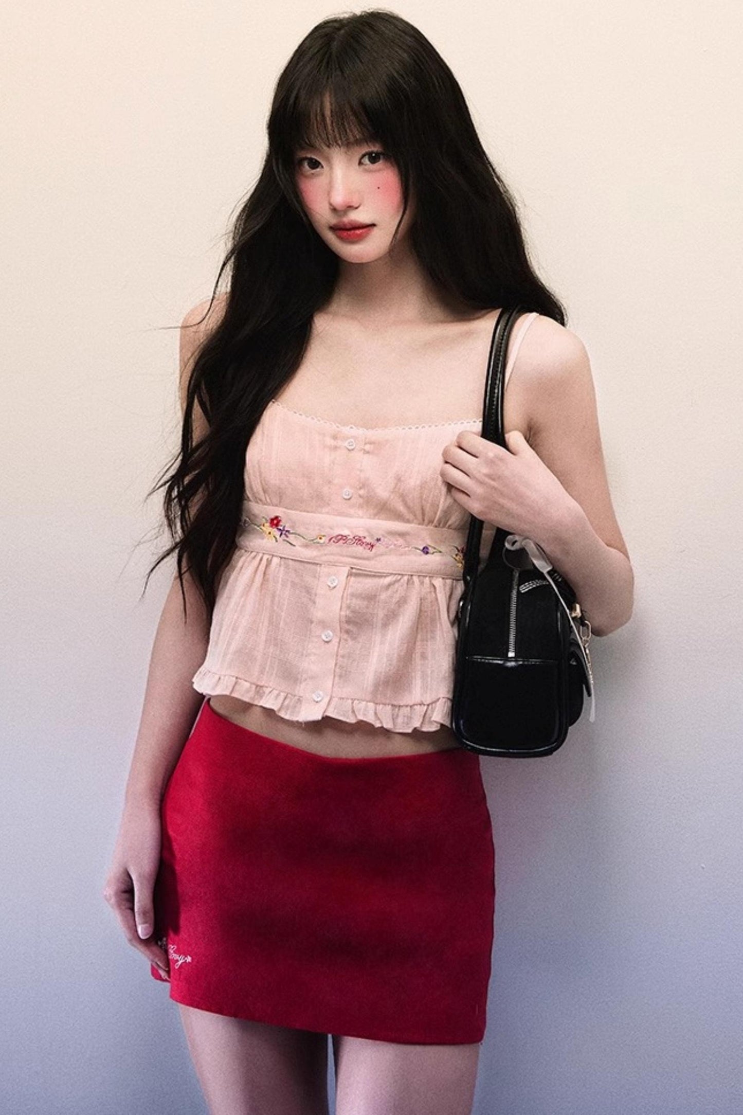 Pink Linen Mini Skirt