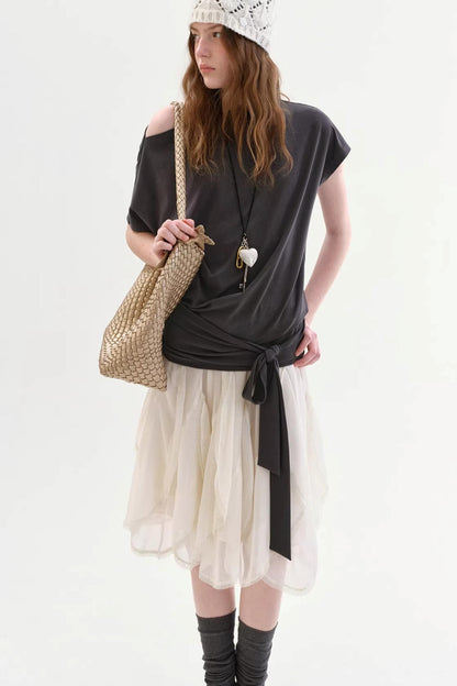 Ruffled Lace Patchwork Skirt