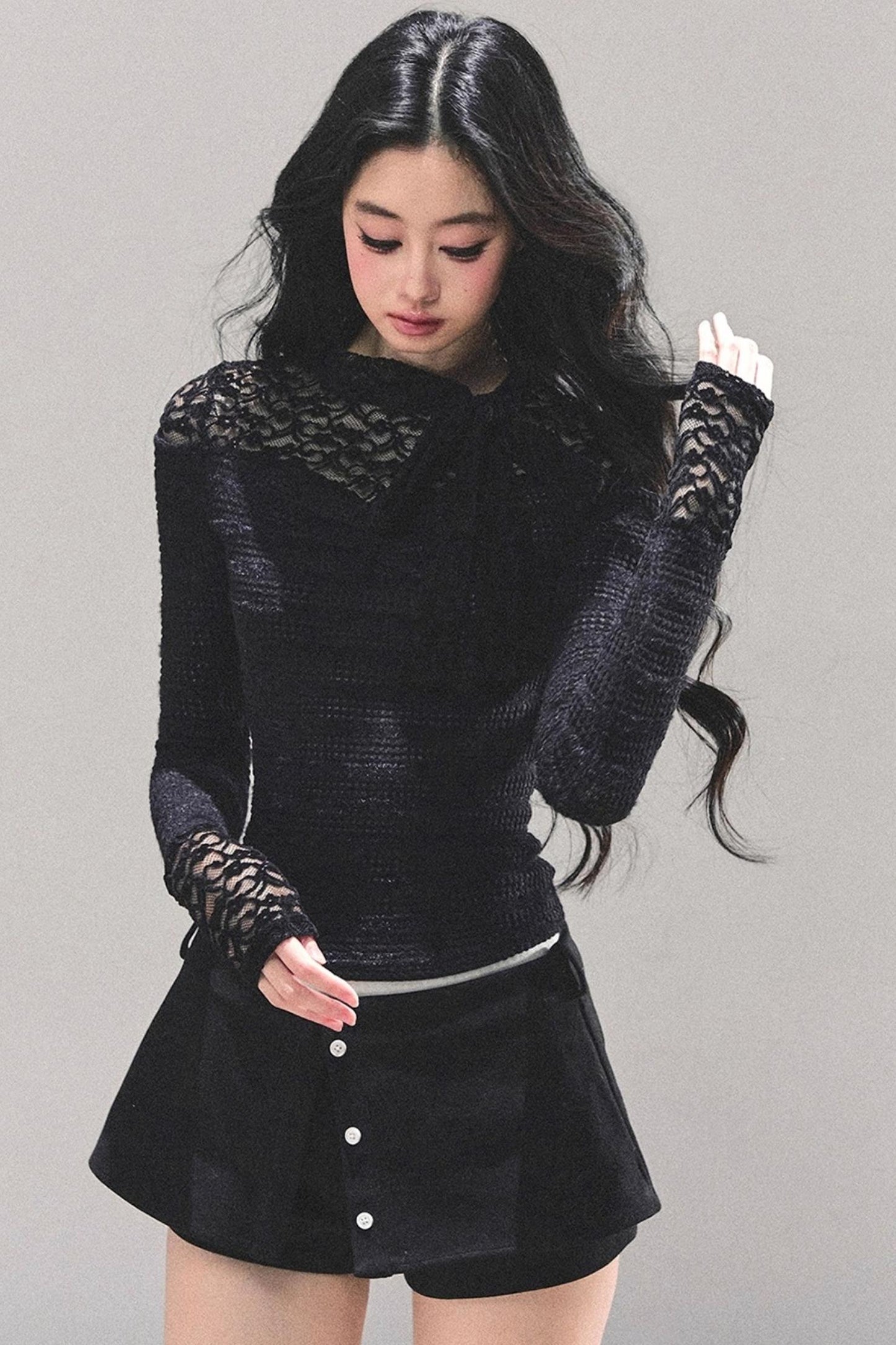 Black and White Lace Top