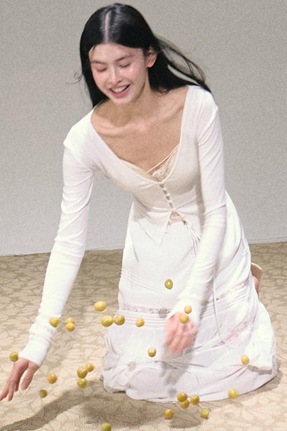 Stretch Linen Large V-Neck Cardigan