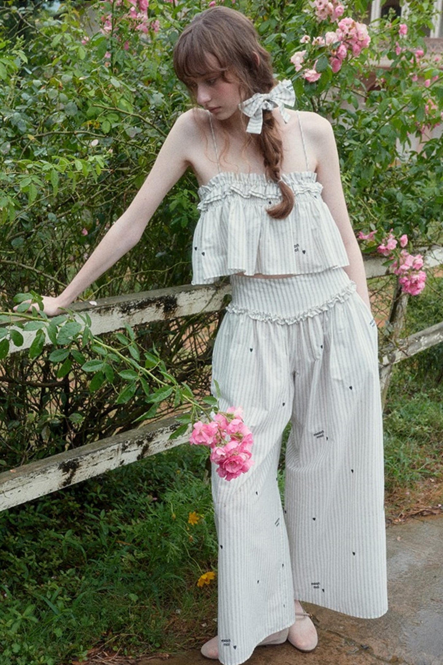Penny Striped Suspender Pants Set-Up