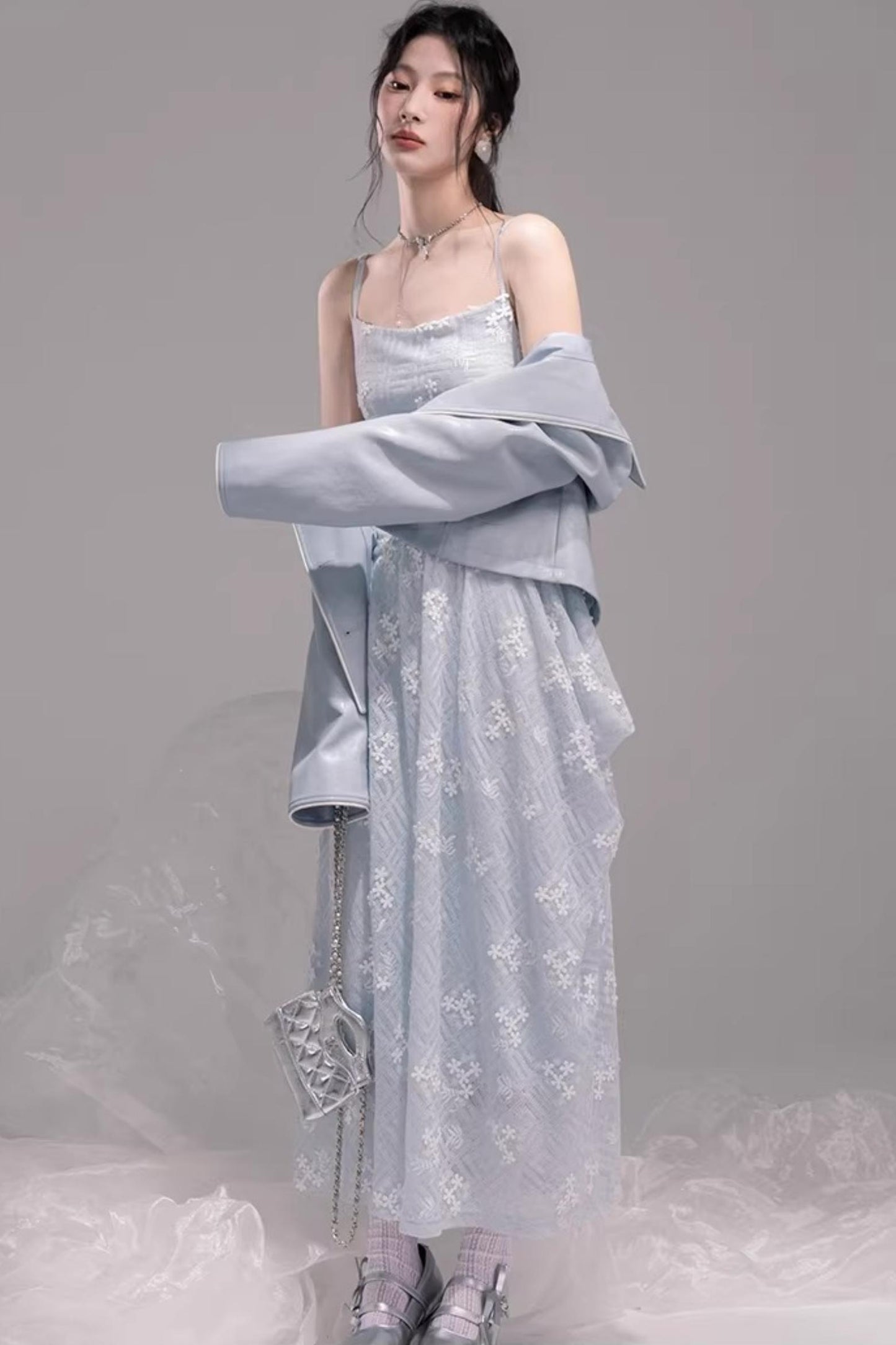 Ice Lake Blue Knitted Dress