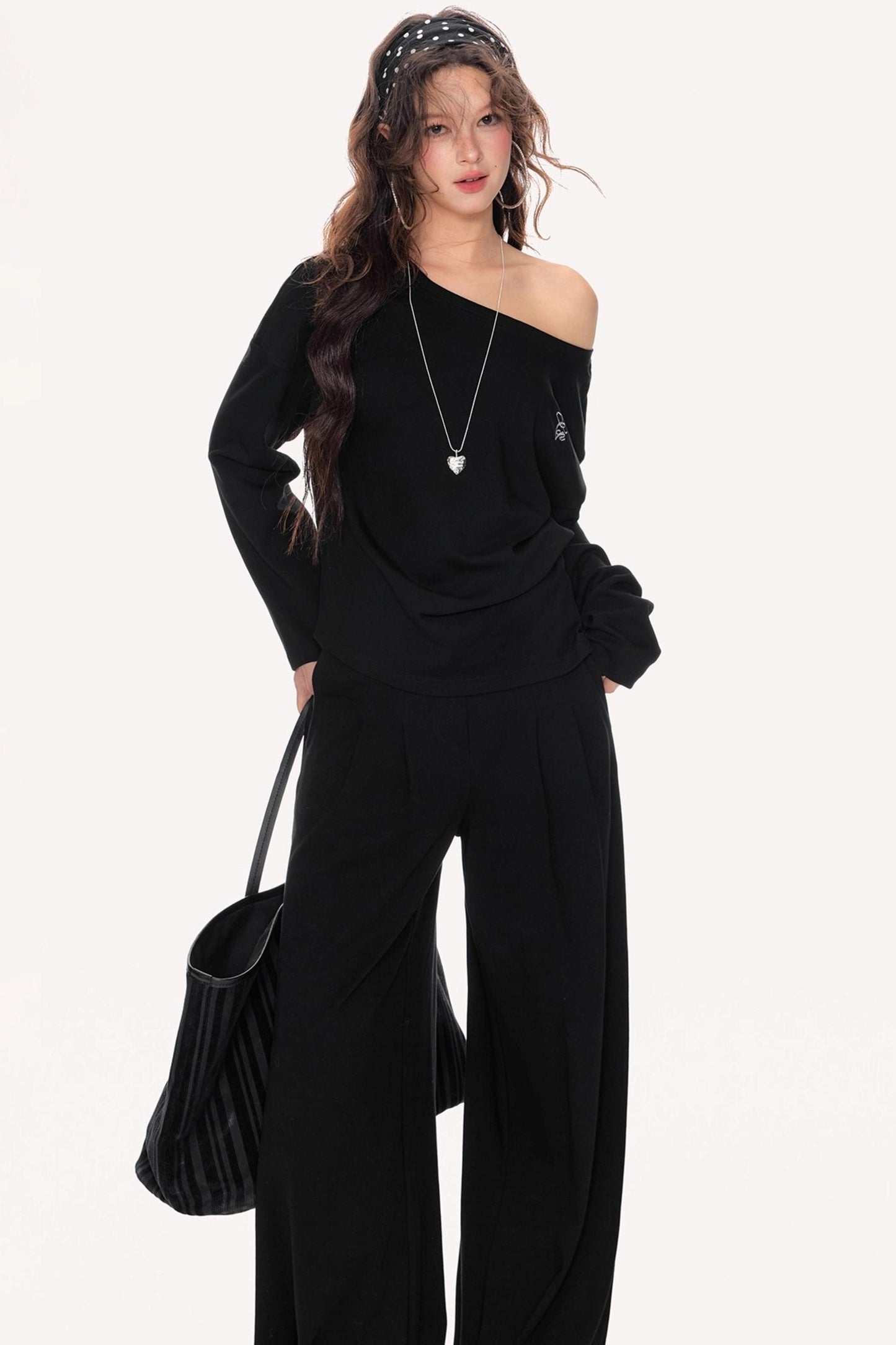 Lazy Shoulder Sweatshirt Set