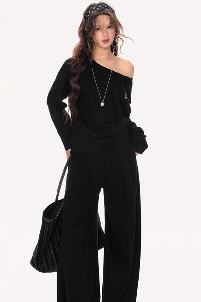 Lazy Shoulder Sweatshirt Set