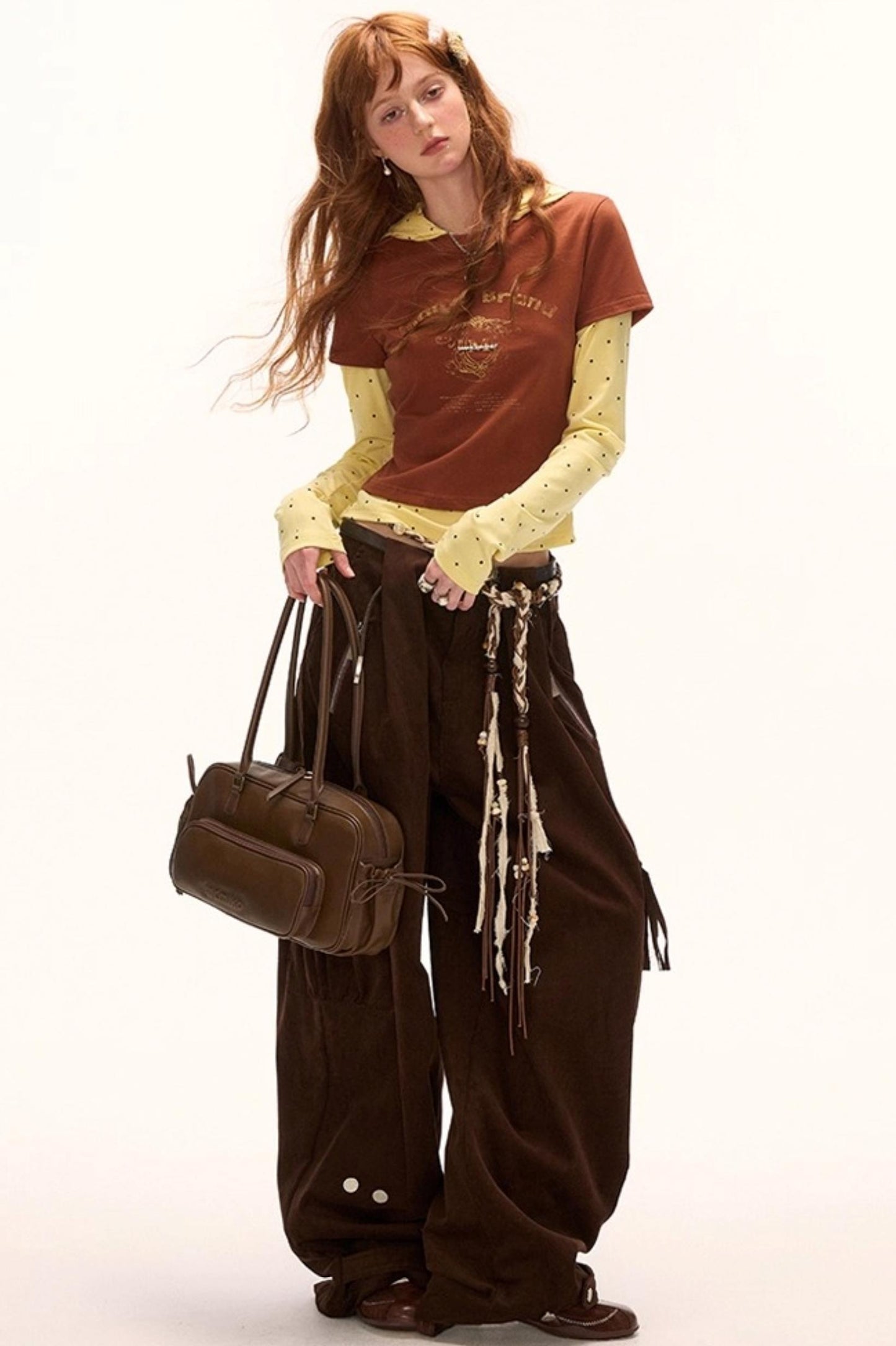 Unique Polka Dot Hooded Long Sleeve T-Shirt