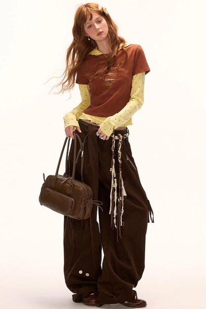 Unique Polka Dot Hooded Long Sleeve T-Shirt