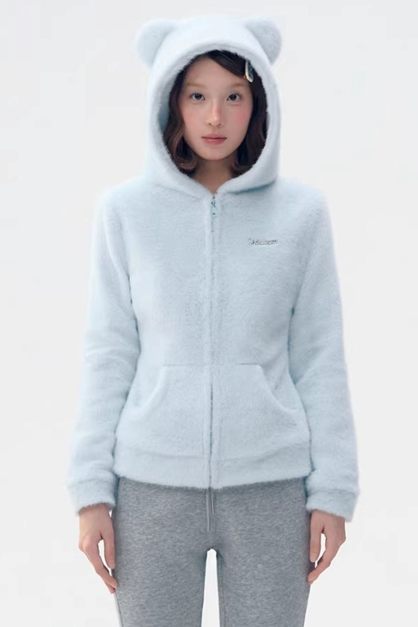 Sky Blue Teddy Bear Jacket Set-Up