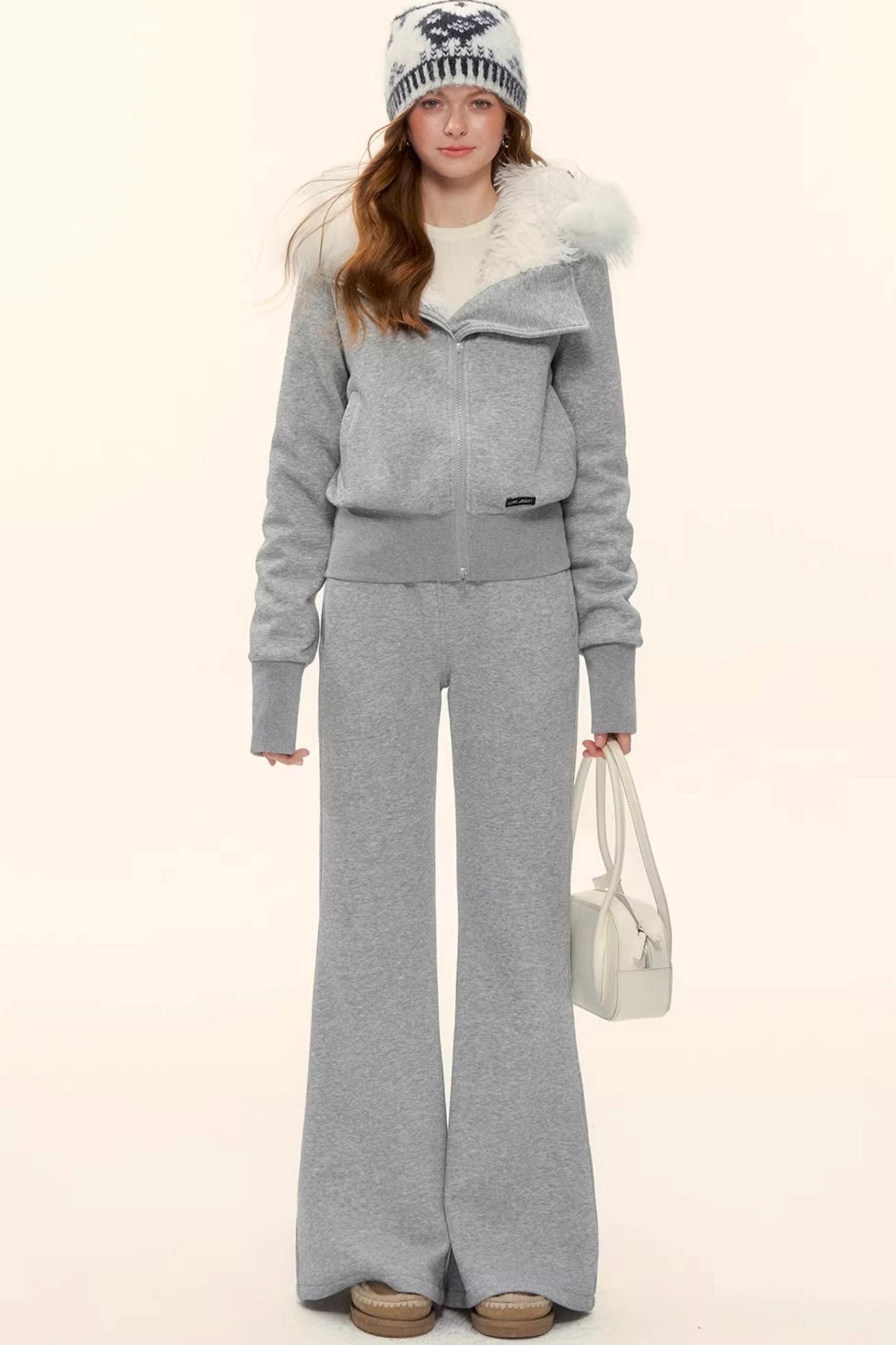 Fleece-Lined Flared Casual Pants