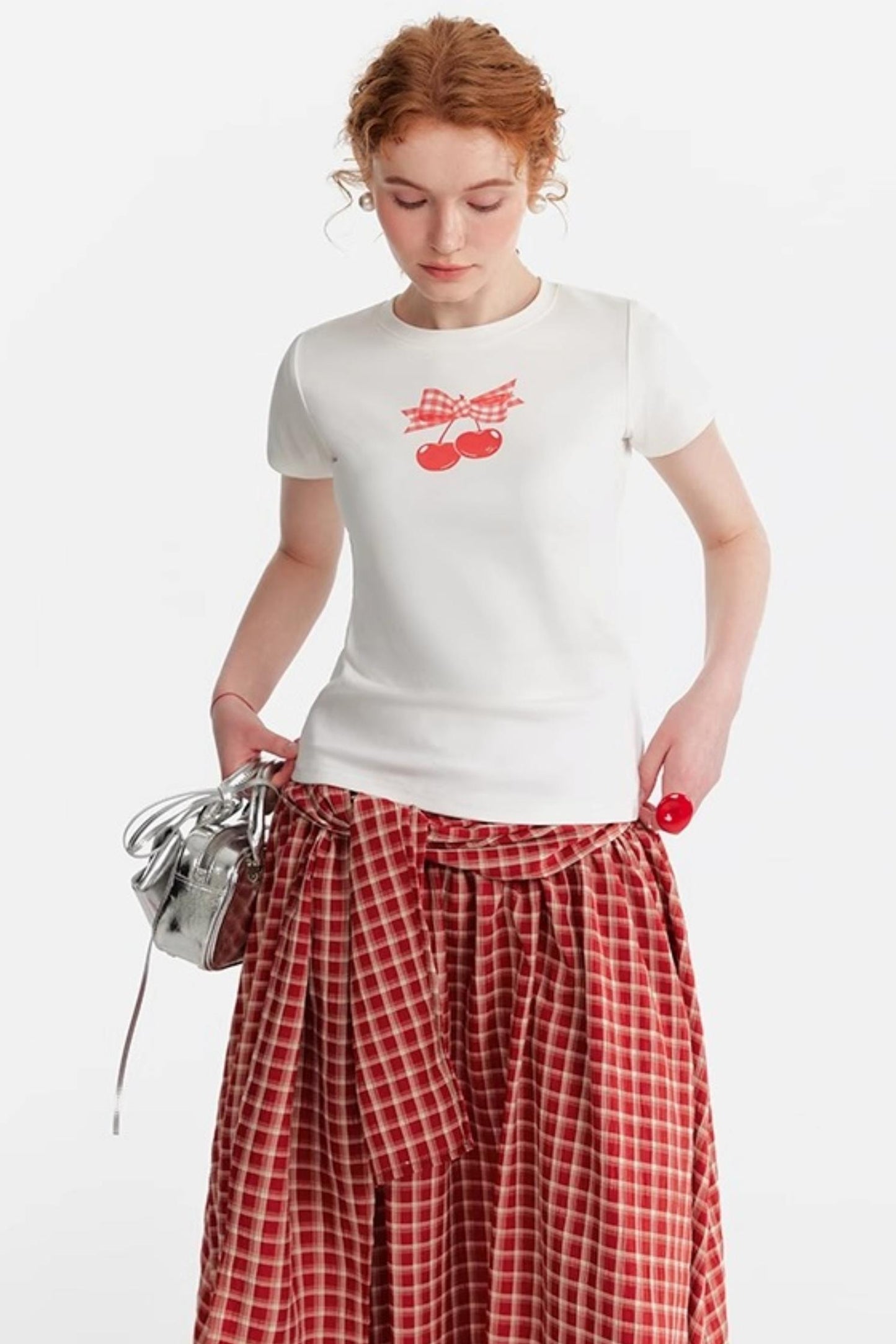 Pink Cherry Print Halter Skirt Set-Up