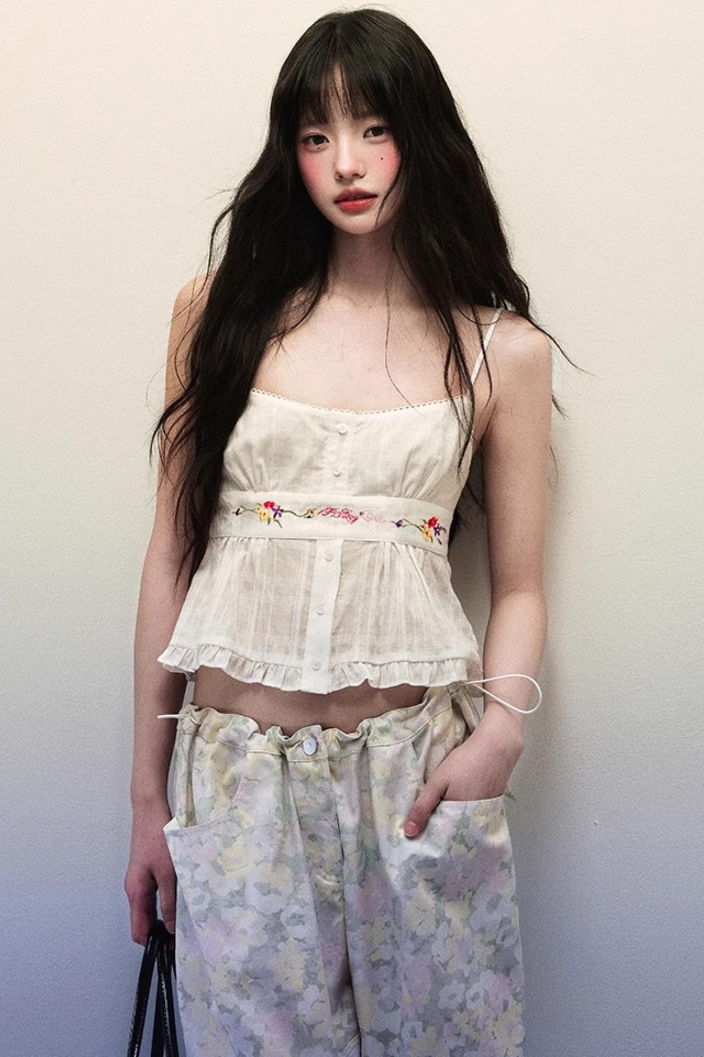 Ruffled Cotton Camisole Top