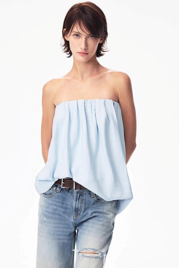 Irregular Elastic Strapless Top