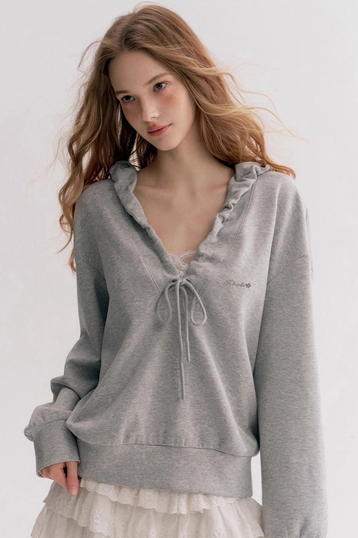 Pleated Hooded Sweatshirt Set-Up