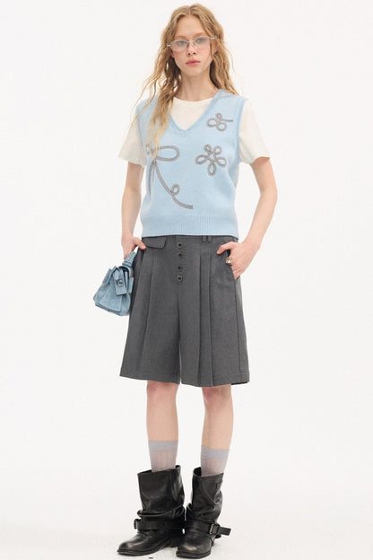 Dot Embroidery Knitted Vest