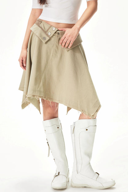 Wide Lapel A-Line Skirt