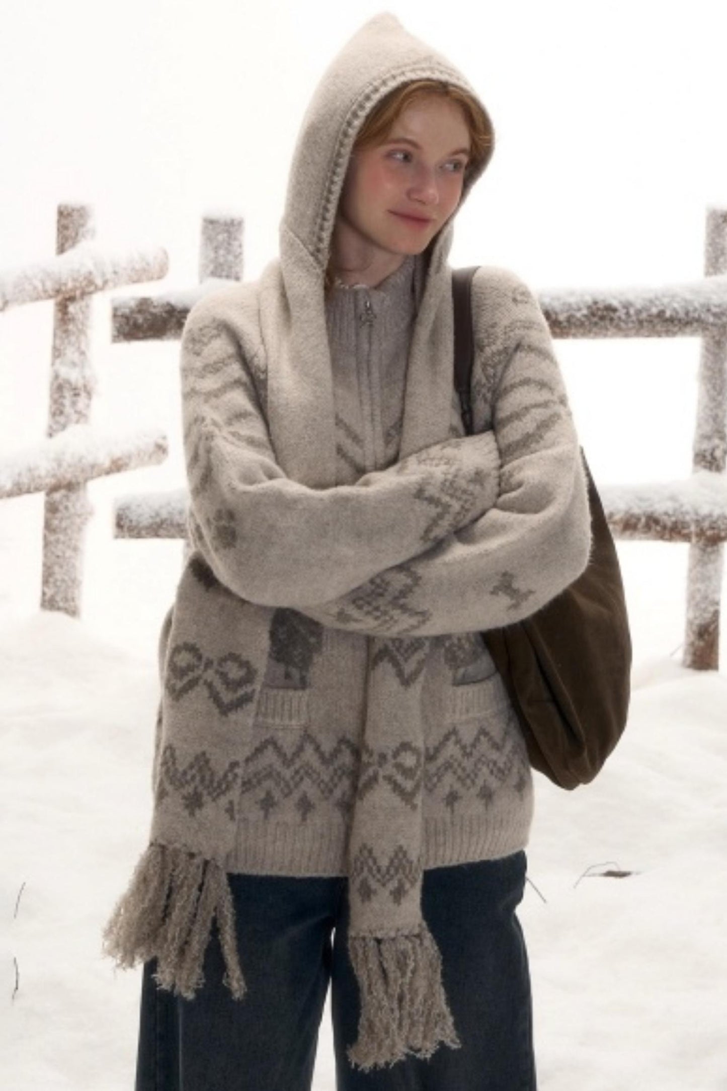 Light Bow-Knot Knit Cardigan Set-Up