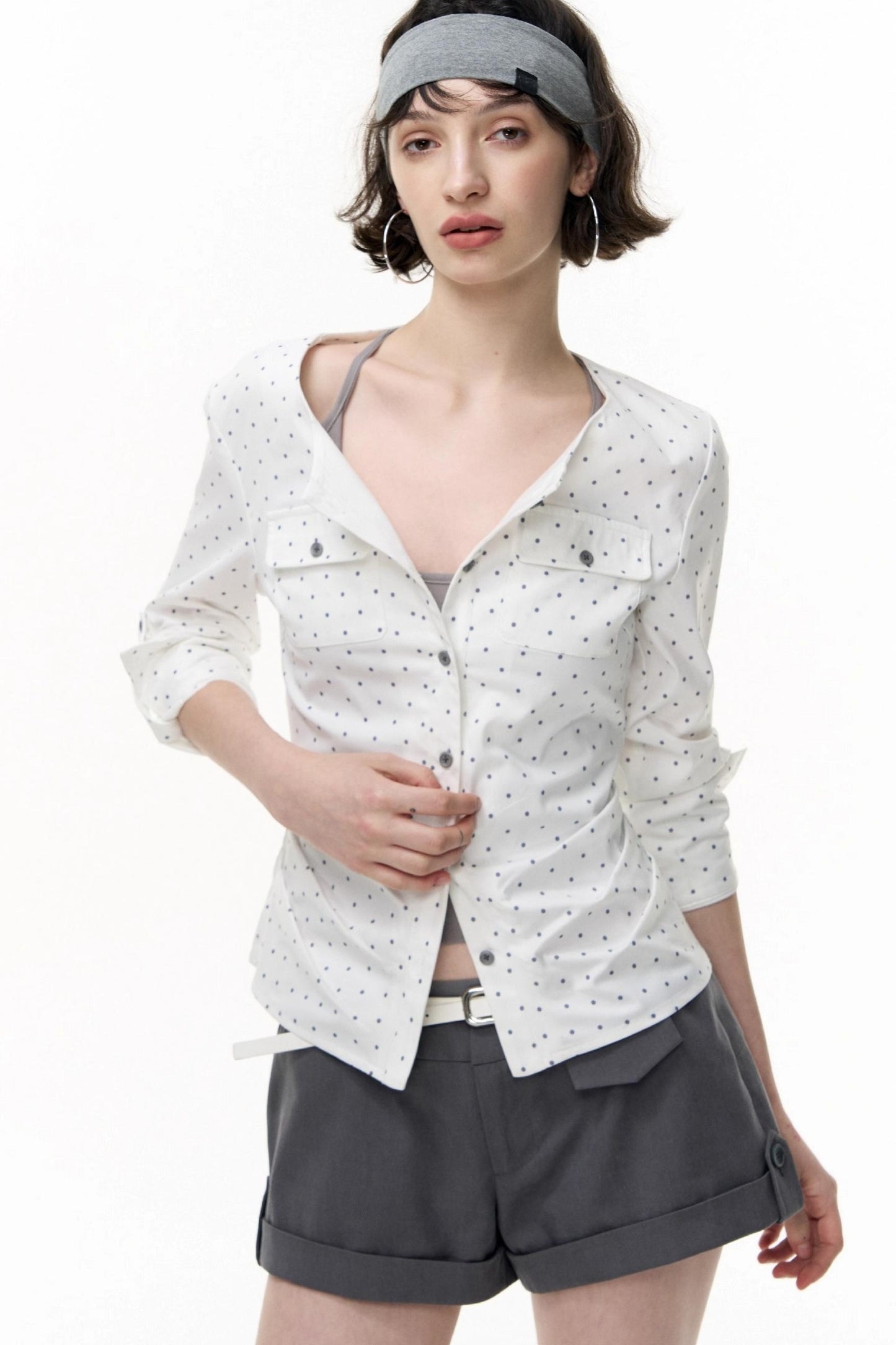 Slimming Retro Polka Dot Shirt