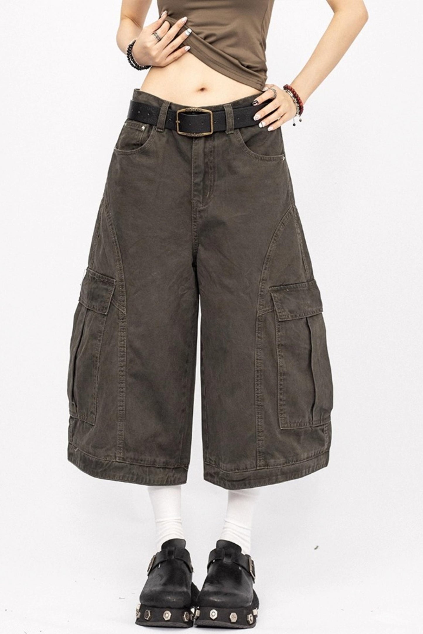 American Vintage Cargo Denim Cropped Pants