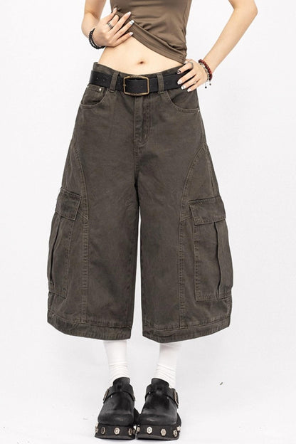 American Vintage Cargo Denim Cropped Pants