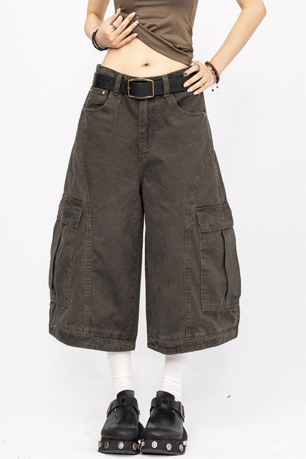 American Vintage Cargo Denim Cropped Pants