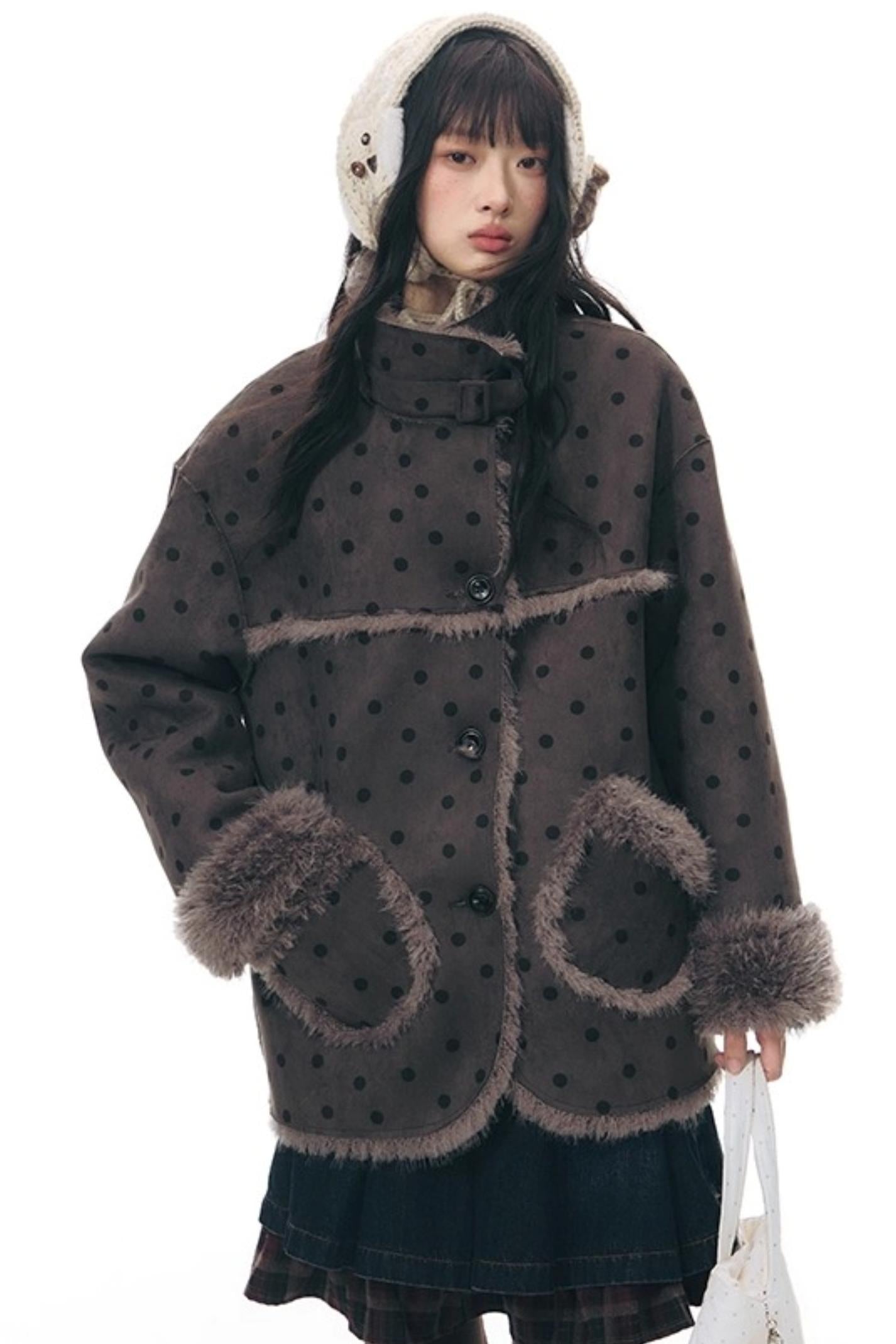 Reversible Polka Dot Fur Coat