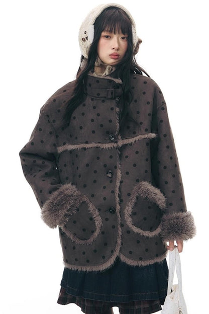 Reversible Polka Dot Fur Coat