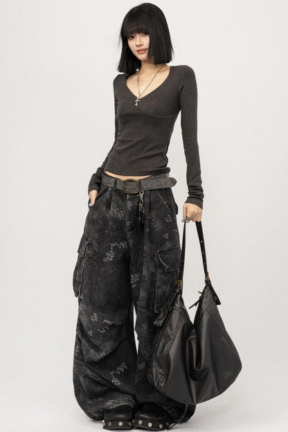 Sweet and Cool Gray Long-Sleeved Top