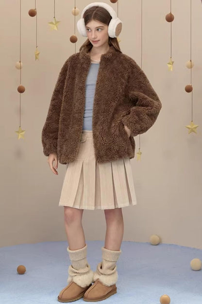 Reversible Suede Pleated Skirt