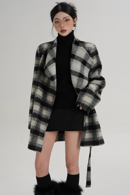 Elegant Plaid Wool Coat