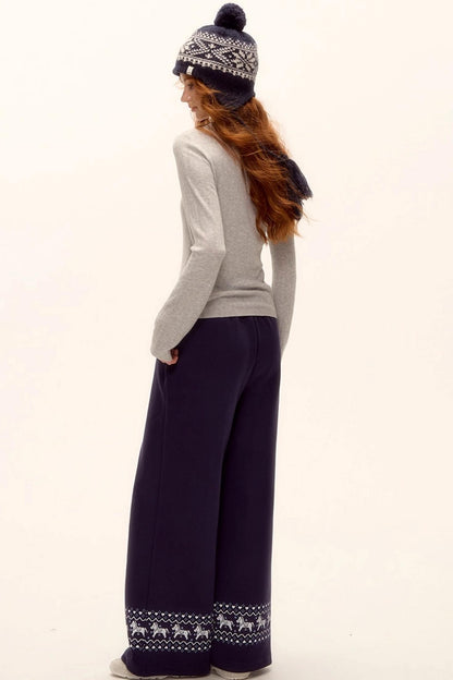 Lace-Trimmed Bow Hollow Knit Top