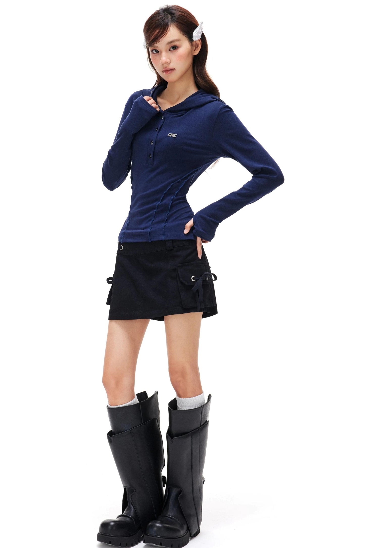 Retro Lace-Up A-Line Skirt