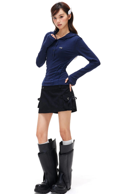 Retro Lace-Up A-Line Skirt