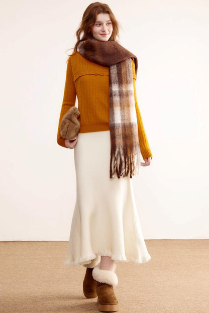 One-Shoulder Wool Knit Sweater