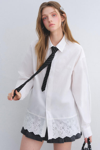 Cut-Out Embroidered Polo Shirt