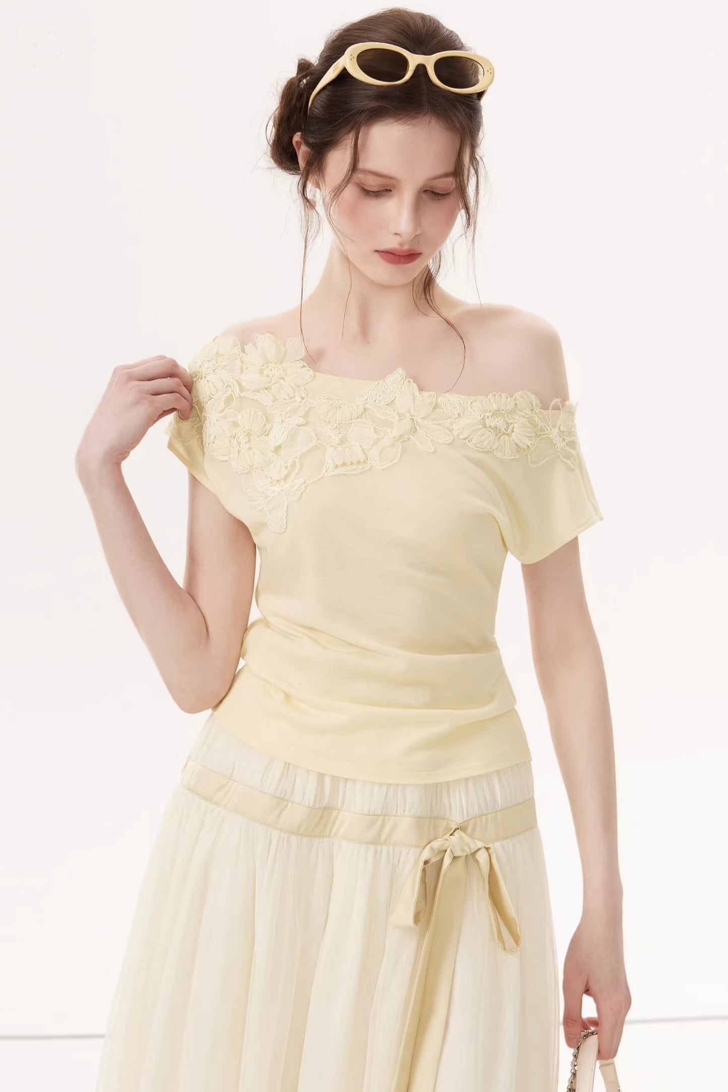Top de Tencel con Hombros Descubiertos