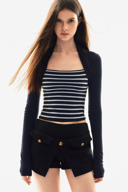 Tencel Wool Striped Knit Top