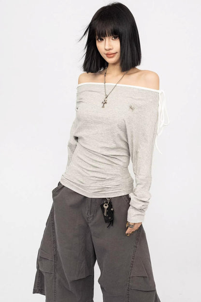 Lace-Up Off-Shoulder Top