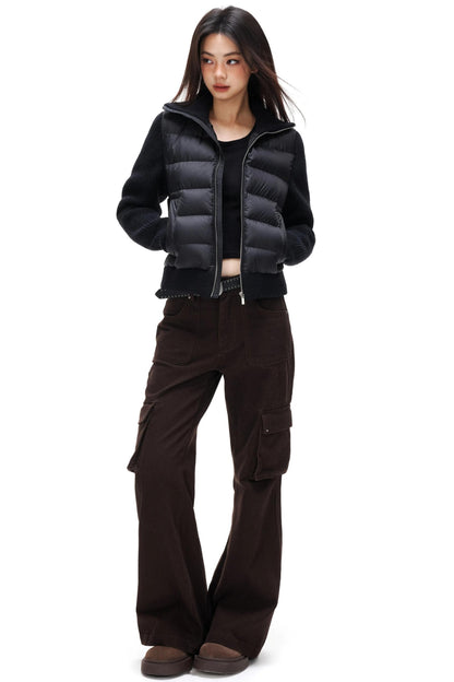 Ribbed Knitted Patchwork Jacket