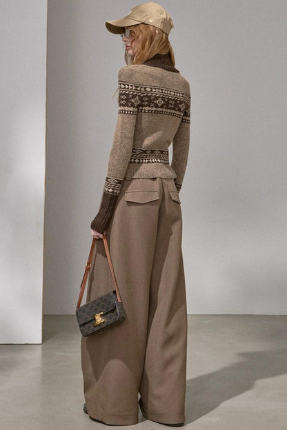 Button Pleated Winter Pants