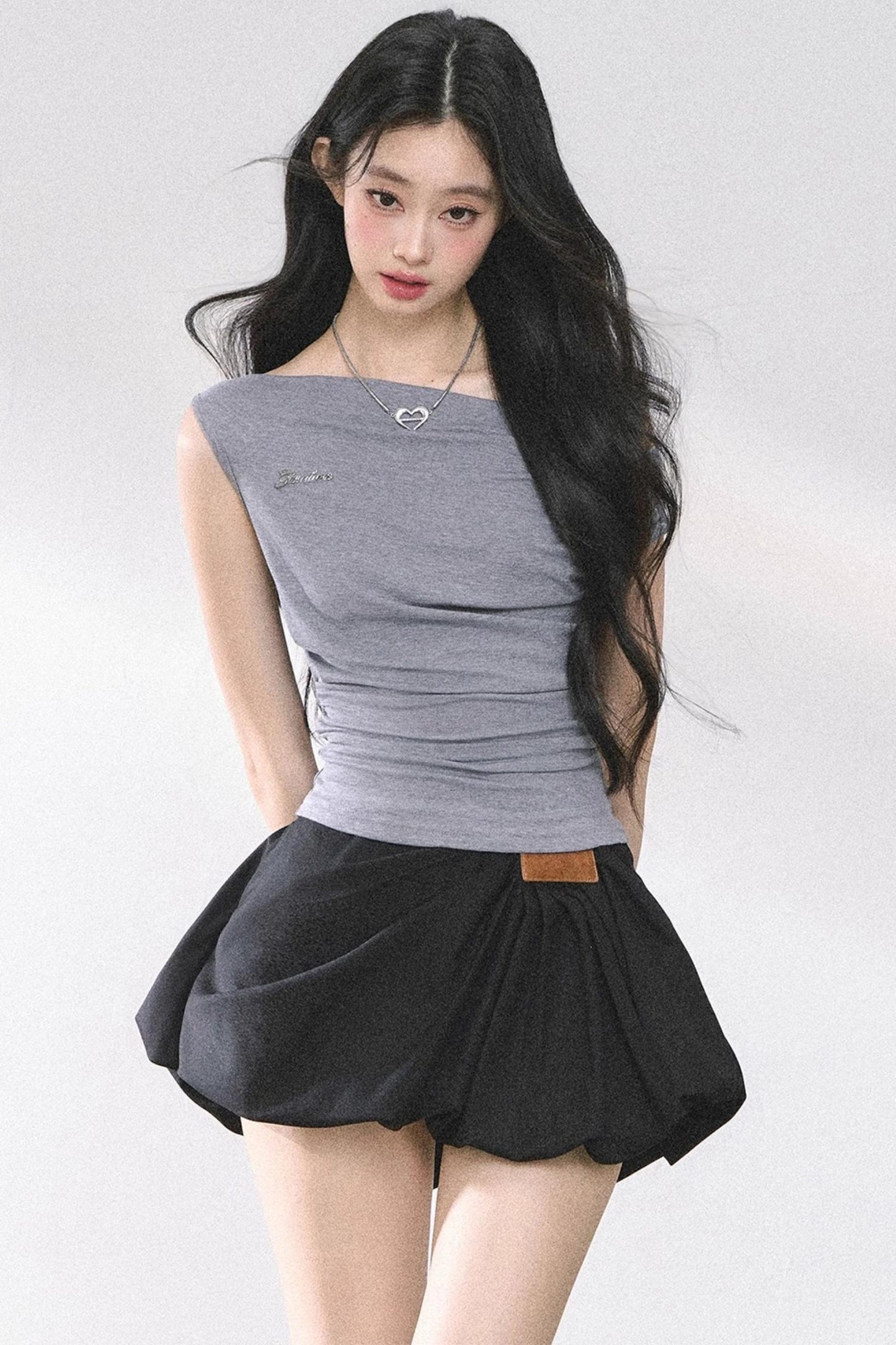 Shoulder-Baring Slim Crop T-Shirt